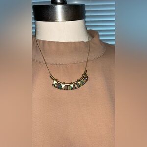 Taramanda Gold Tone Snake Chain Asymmetrical Pendant Necklace Multicolor Accent